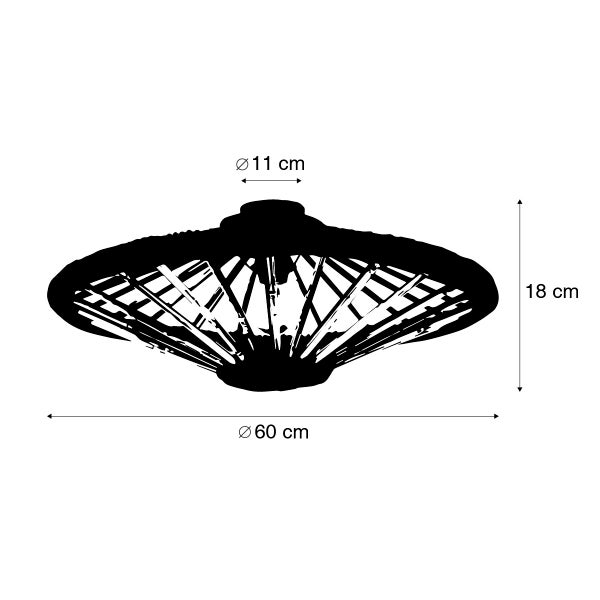 Orientalische Deckenleuchte Bambus mit Schwarz 60 cm - Evalin