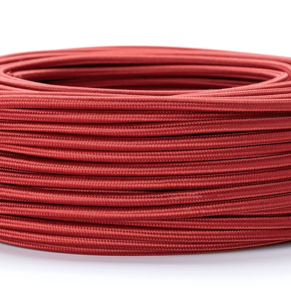 Textilkabel Bordeaux, 3-adrig, (3x 0,75 mm²) - Stoffkabel mit Erdleiter, Meterware