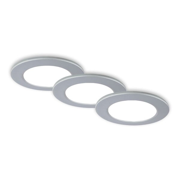 LED Einbauleuchten Bad 3er Set dimmbar Fernbedienung IP44 chrom Ø9,2cm Briloner