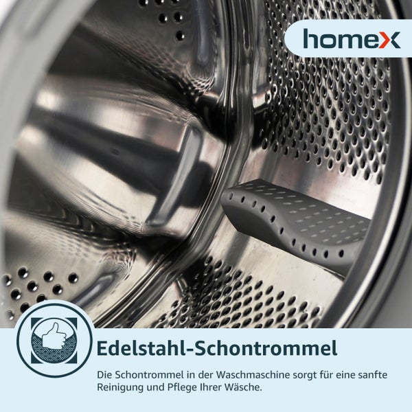 homeX Waschmaschine 6kg Frontlader mit 1200 U/Min. Inverter Motor Schontrommel 15 Programme EEK C WF612C-W