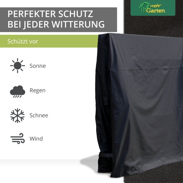 Mehr Garten - Premium Tischtennisplatte-Schutzhülle: 165(B)x40/80(T)x185(H) cm I Robuste Abdeckung für Tischtennisplatte wasserdicht & wetterfest (Oxford 600D Gewebe) I Tischtennis-Hülle I Schwarz