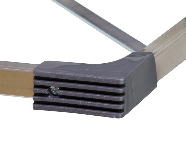 Detailansicht eines Eckverbinders aus Metall und Kunststoff