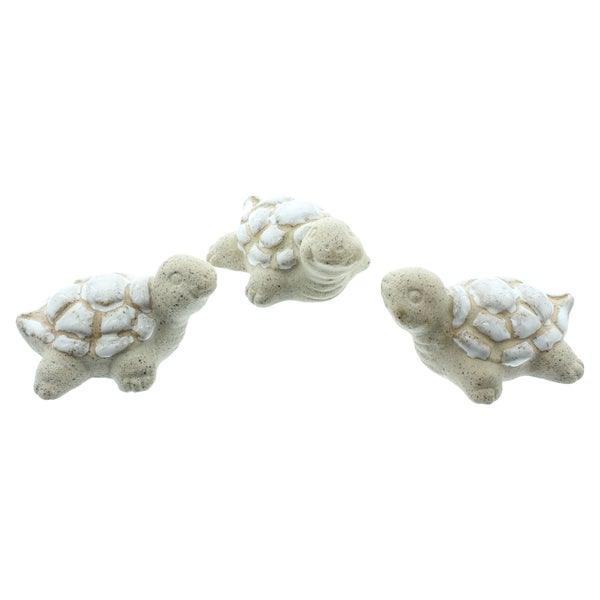 Dreier-Set dekorative Schildkröten aus Keramik in Steinoptik.