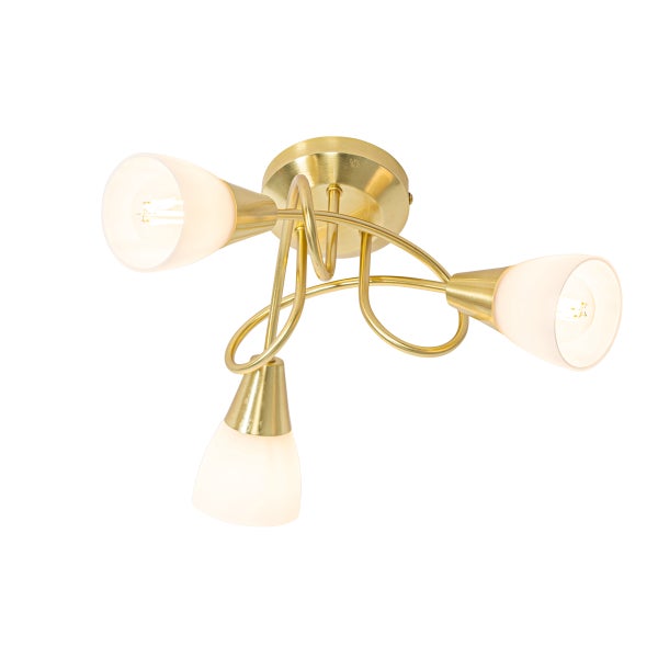 Deckenleuchte mit drei Leuchtenarmen und Lampenschirmen