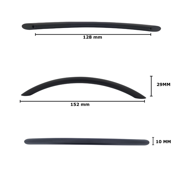 Abbildung eines Türgriffs mit Maßangaben 128 mm, 152 mm, 29 mm und 10 mm