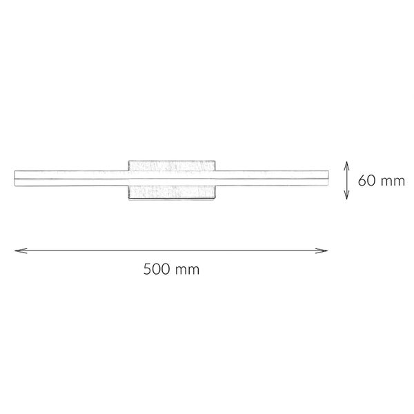 Technische Zeichnung einer Wandleuchte mit den Maßen 500 mm Länge und 60 mm Höhe.