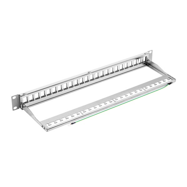 ProfiPatch Patchpanel Patchfeld 19 Zoll 24 Port Verteilerfeld für Keystone Module Rackeinbau 1HE grau