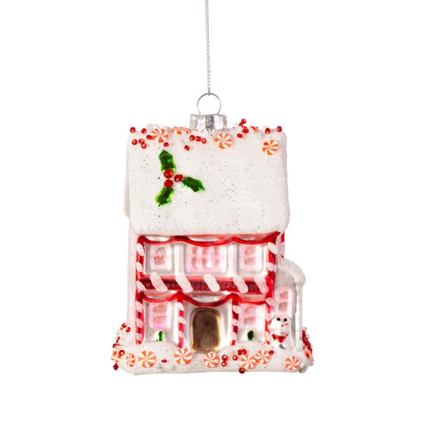 Rosa Lebkuchenhaus-Weihnachtskugel - Sass & Belle