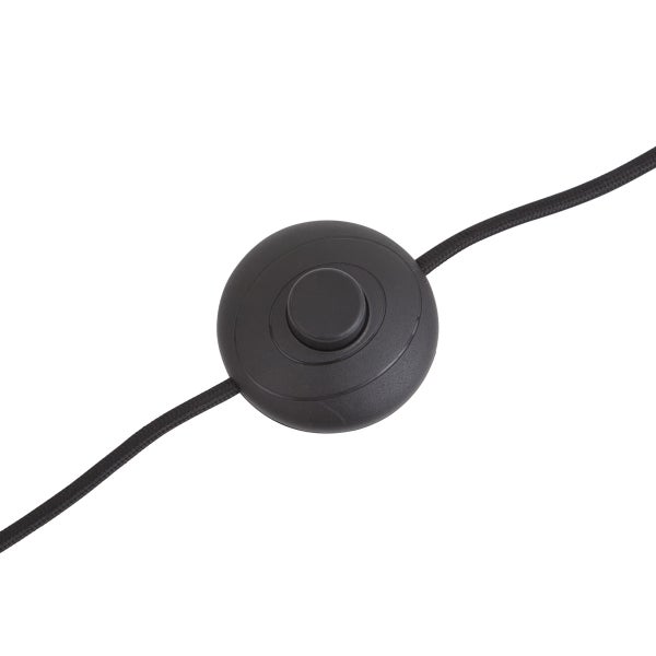 Runder Trittschalter aus Kunststoff mit schwarzem Textilkabel.