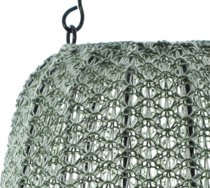 FRANK FLECHTWAREN | Laterne Webart, grün, 20 x 20 x 18 cm, Glas Ø 8 x 8 cm, POLYESTER, BAUMWOLLE, METALL, GLAS