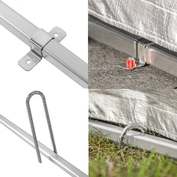 Detailansicht von Zeltbefestigungen am Boden