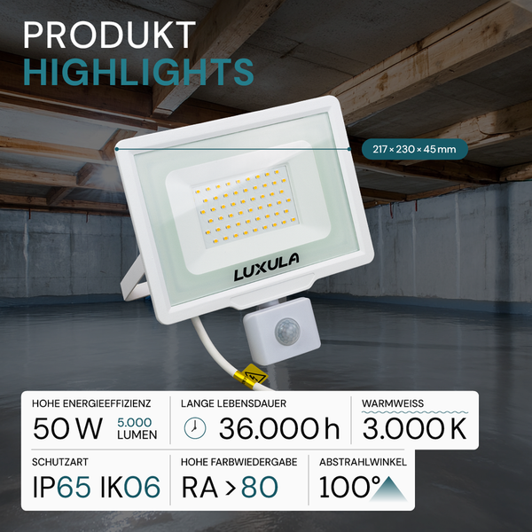 Luxula LED-Fluter mit Bewegungsmelder für Aussenbereiche