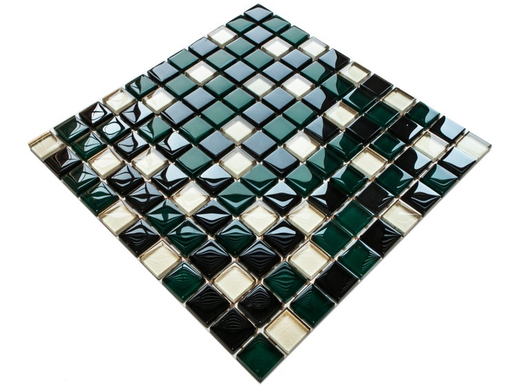 Glasmosaik auf Netz für Bad und Küche 30cm x 30cm  - Green relax