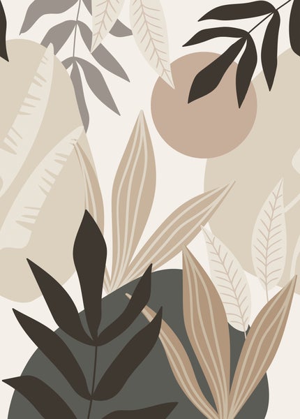 ESTAhome Fototapete tropische Blätter Beige und Grau - 200 x 279 cm - 159251