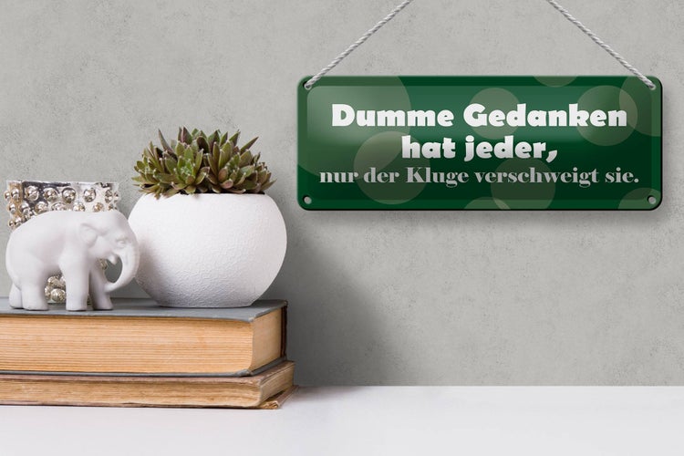 Blechschild Spruch 27x10cm Dumme Gedanken hat jeder Dekoration