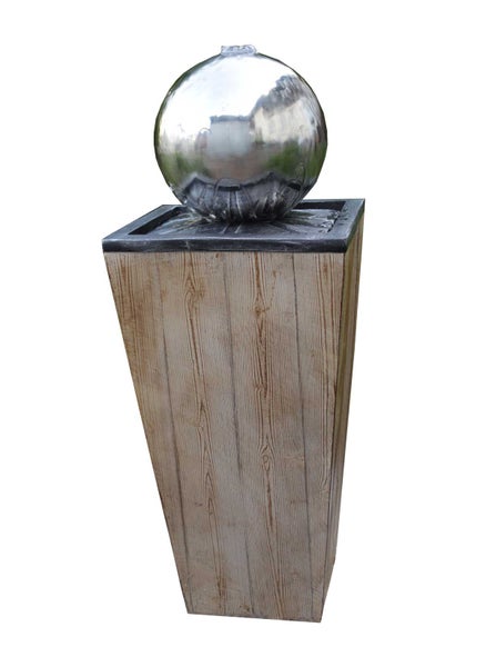 Kugelbrunnen Gartenbrunnen Brunnen FoLegno mit Edelstahlkugel 83cm 10858