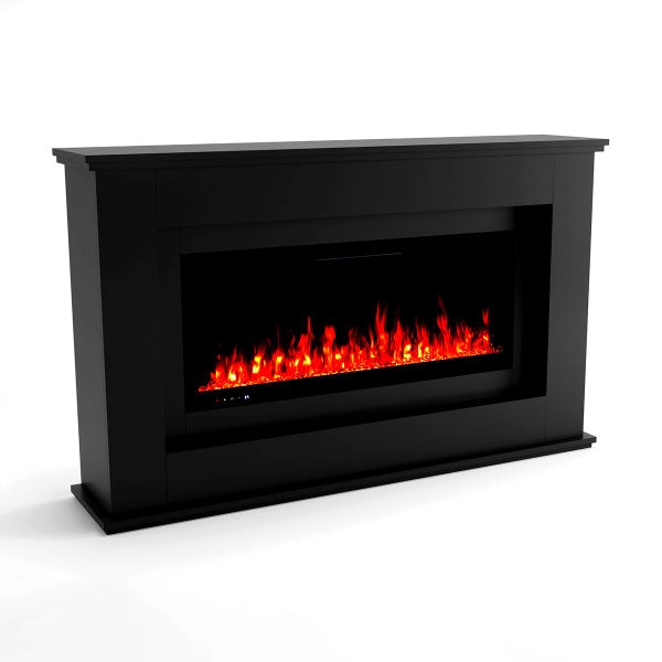 Glow Fire Elektrokamin 'Rhea' | LED Standkamin in schwarz mit Heizung (1500 W) | HxBxT:  97x158x33 cm
