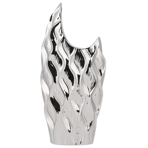 Dekovase HALUZA Steinzeug 35 cm Silber
