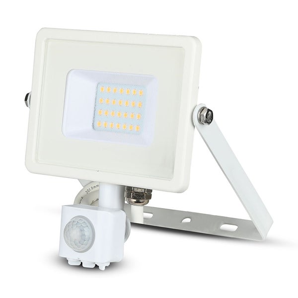 V-TAC VT-20-S-W - Drehbare LED-Flutlichtstrahler mit PIR-Sensor - Samsung - IP65 - Weiß - 20W -