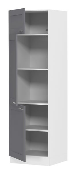 Küchenschrank B. 60 cm Hochschrank Colura Weiß / Anthrazit