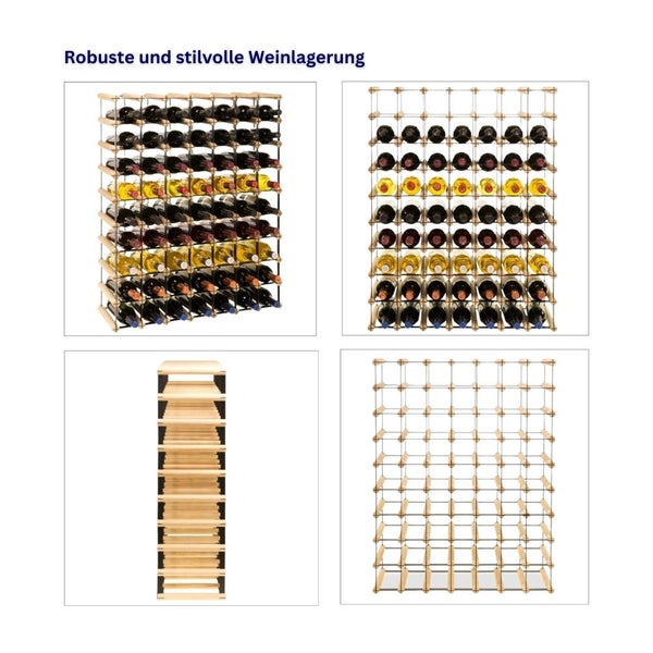 PROREGAL Modulares Weinregal Vinotega Mod Metal HxBxT 92,5 x 72,5 x 24,5 cm 7 x 9 Flaschen Massives Kiefernholz Braun Geölt