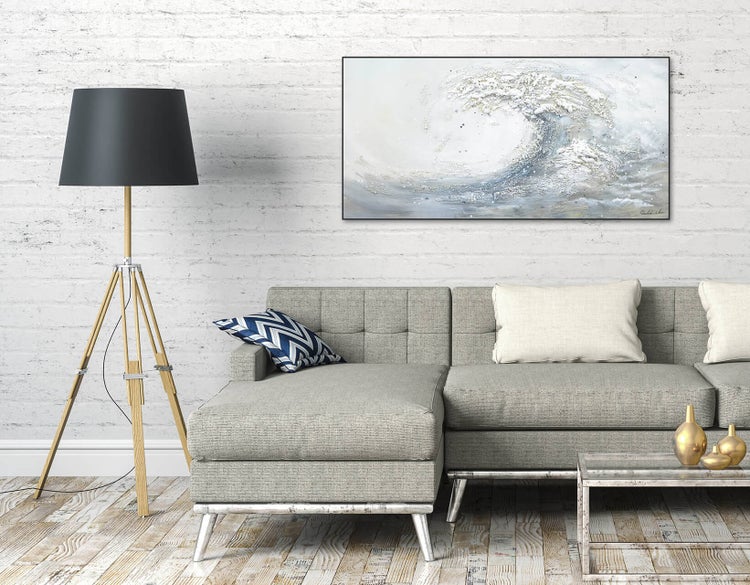 Handgemaltes Gemälde Acrylfarbe 120x60cm Grau