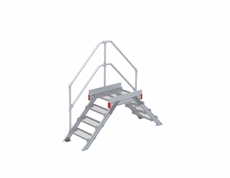 Treppe mit Plattform und Geländer