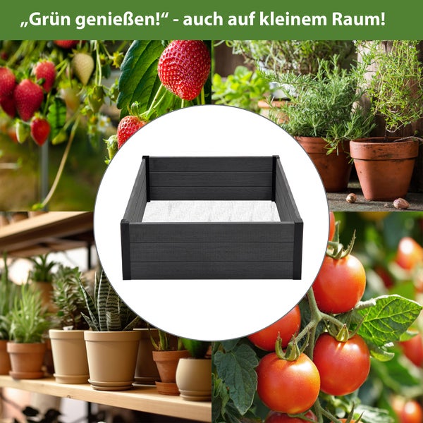 Hochbeet Beeteinfassung mit Wühlmausgitter 100x100x28,5 cm ca. 260 Liter Holzoptik robust stabil Komposter