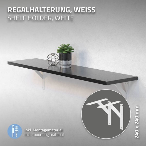 ML-Design 2 Stück Regalhalterung 240x240 mm, Weiß, Aluminium, Schwebende Regalhalterungen, Regalwinkel, Wandhalterung für Regalbrett, Regalträger für Wandmontage, Wandregal Wandkonsole Regalstütze