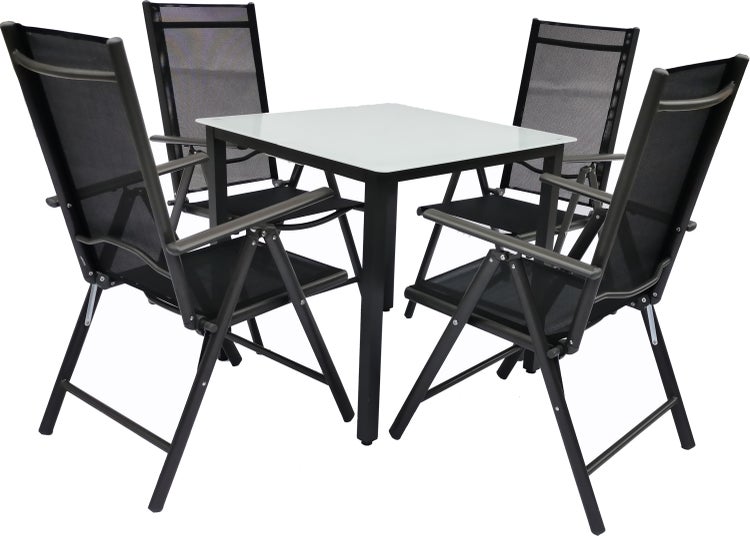 Gartenmöbelset mit Tisch und vier Stühlen