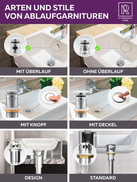 Arten und Stile von Ablaufgarnituren für Waschbecken im Überblick