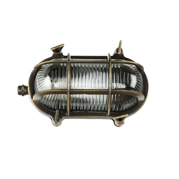 Ovale Wandleuchte mit Schutzgitter für den Außenbereich