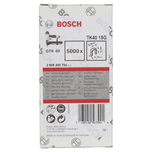 Bosch TK40 15G Klammern, 5000 Stück, verzinkt und geharzt