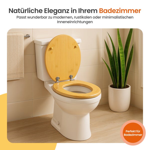 Goliving WC-Sitz - Toilettensitz mit Deckel - Softclose - Universal - Inklusive Montageset - Holz - Bambus