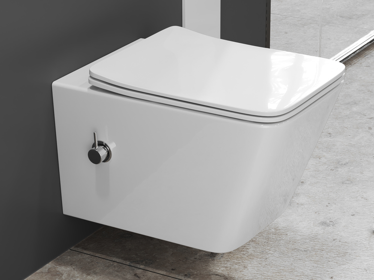 Wand-WC aus Keramik mit Spülkasten