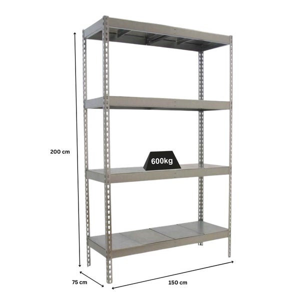Schwerlastregal METAL BEAST FOUR | HxBxT 200x150x75cm | Fachlast 600kg | Verzinkt