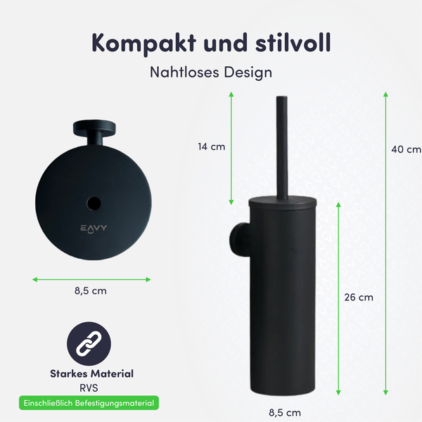 EAVY WC-Bürste mit Halter Edelstahl Schwarz Hängend