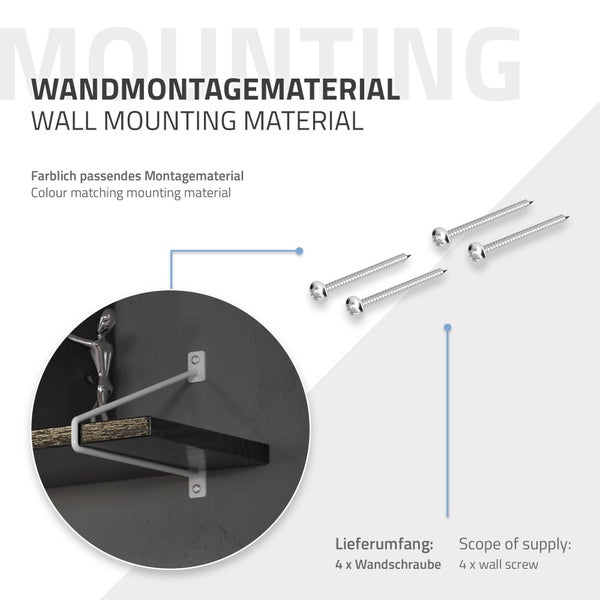 ML-Design 2 Stück Regalhalterung, 265 mm, Weiß, aus Stahl, Haarnadel Regalhalterungen, Schwebe Regalwinkel, Hairpin Wandhalterung, Regalträger für Wandmontage, Industrielle Wandregal, Wandkonsole