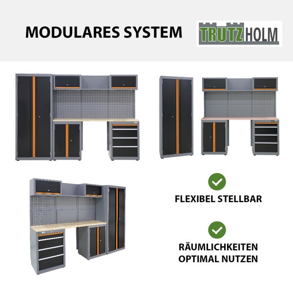 Werkstattwand 13-tlg. Werkstattschranksystem modular 260 x 183 cm Stahl Werkstatteinrichtung orange