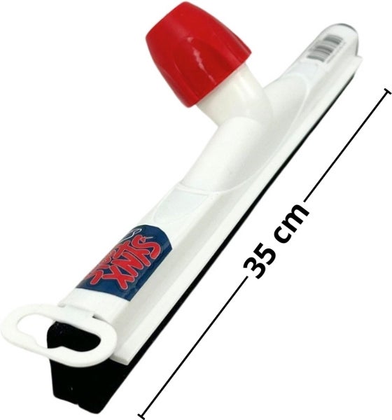 Fensterabzieher aus Kunststoff mit Gummilippe und 35 Zentimeter Breite sowie Sphinxs Logo.