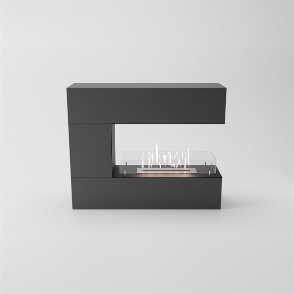GLOW FIRE Ethanol Kamin 'Oakland mini' | Ethanolofen in Grau mit 3 Std. Brenndauer und 3 KW Heizleistung | BxHxT: 110x90x30 cm