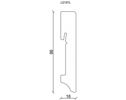 Sockelleiste eckig Fichte/Kiefer weiß RAL 9010 lackiert L0157L 18x96x2400 mm