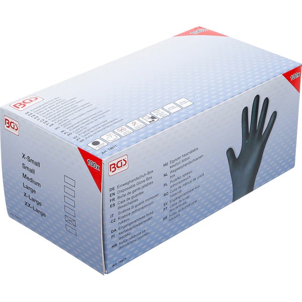BGS Technic Einweghandschuhe Box mit 100 Einweghandschuhen aus Nitril