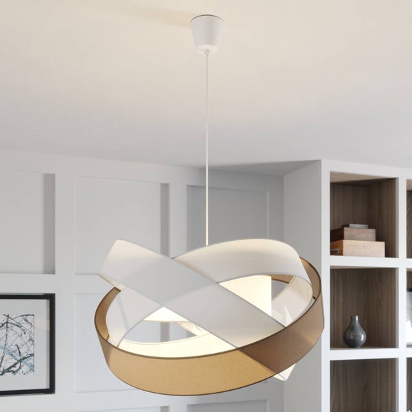 Lindby Pendelleuchte Simaria (Modern) in Braun aus Textil (3 flammig, E27) - Hängeleuchte Esstischlampe Hängelampe Wohnzimmerleuchte