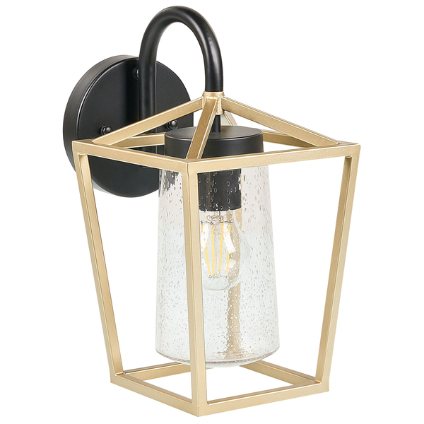 Wandleuchte mit Lampenschirm aus Glas und Metallrahmen