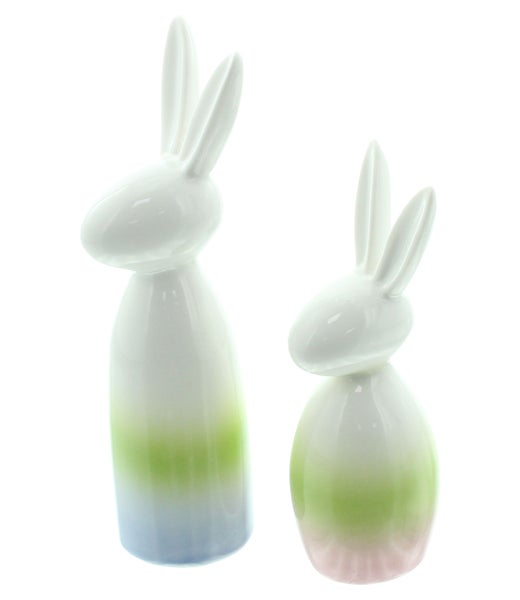 FRANK FLECHTWAREN | Hase Pastell, 2er Set, PORZELLAN, H: 14 cm, H: 17 cm
