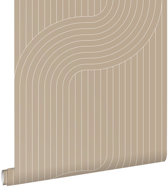 ESTAhome Tapete grafische Linien Sandbeige - 50 x 900 cm - 139925