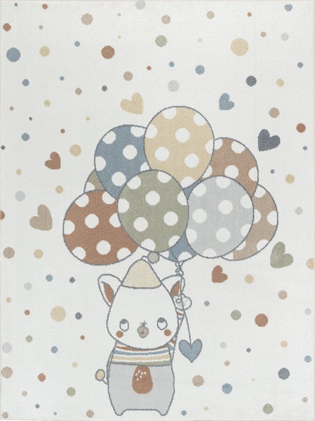 Maschinenwaschbarer Kinderteppich Ballons -Mehrfarbig/Beige - 160x213cm - STELLA