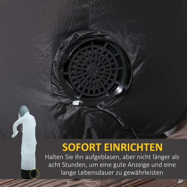 Outsuuny Geisterhexe mit roten Augen aufblasbar Halloween Hexen Deko für den Innen und Außenbereich mit LED-Lichtern 77 x 47 x 180 cm Weiß