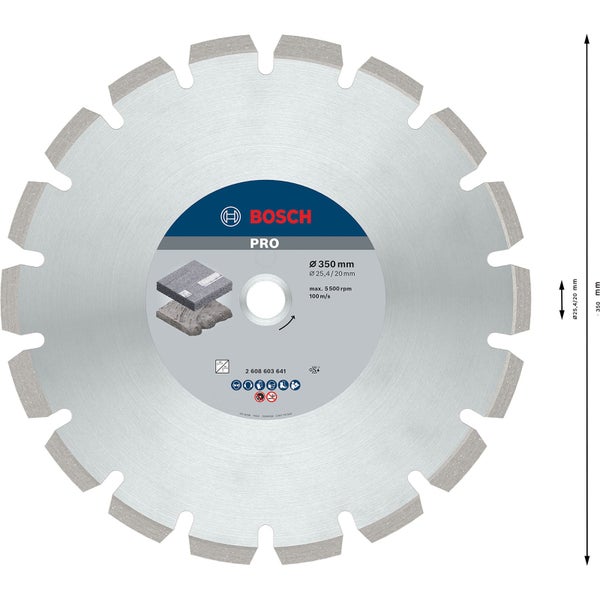 Bosch Pro Diamanttrennscheibe mit 350 Millimeter Durchmesser